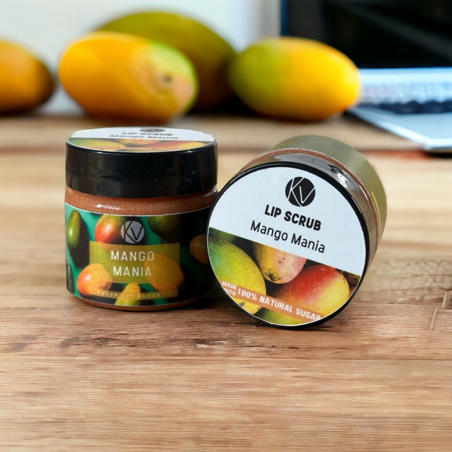 Vegan Moisturizing Lip Scrub with shea butter and jojoba oil- Mango Mania